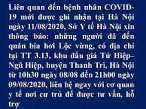 Sở Y tế Hà Nội thông báo khẩn về trường hợp nghi nhiễm Covid-19